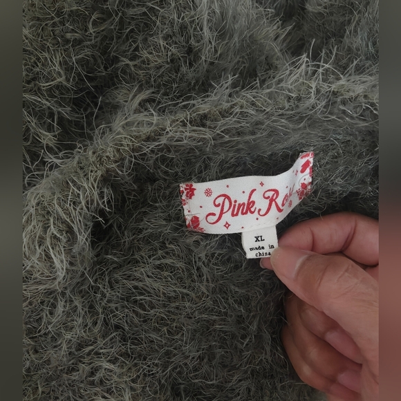 Pink Rose Fuzzy Olive Sweater - Picture 4 of 4